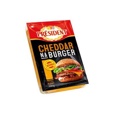 Président Cheddar plátky na burger 200 g